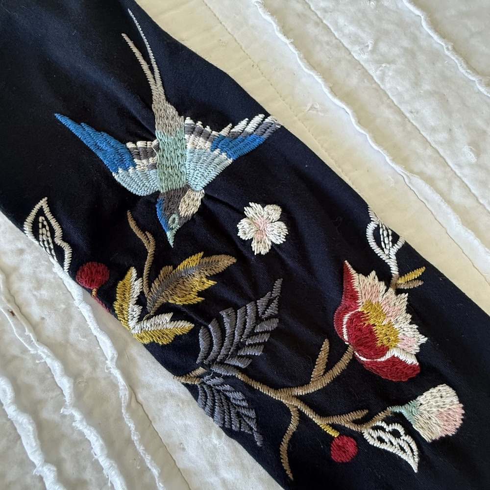 Johnny Was Leggings S Artsy Embroidery Hummingbird Tiger Garden Floral Indie